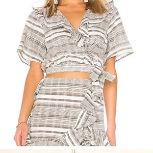 Tularosa cropped side tie wrap ruffle shirt
